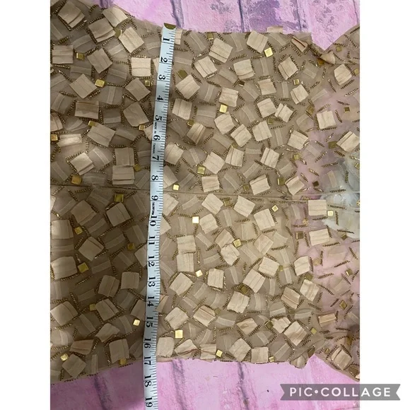 CAROLINA HERRERA silk champagne gold Mix media short sleeves, long gown - Picture 11 of 15